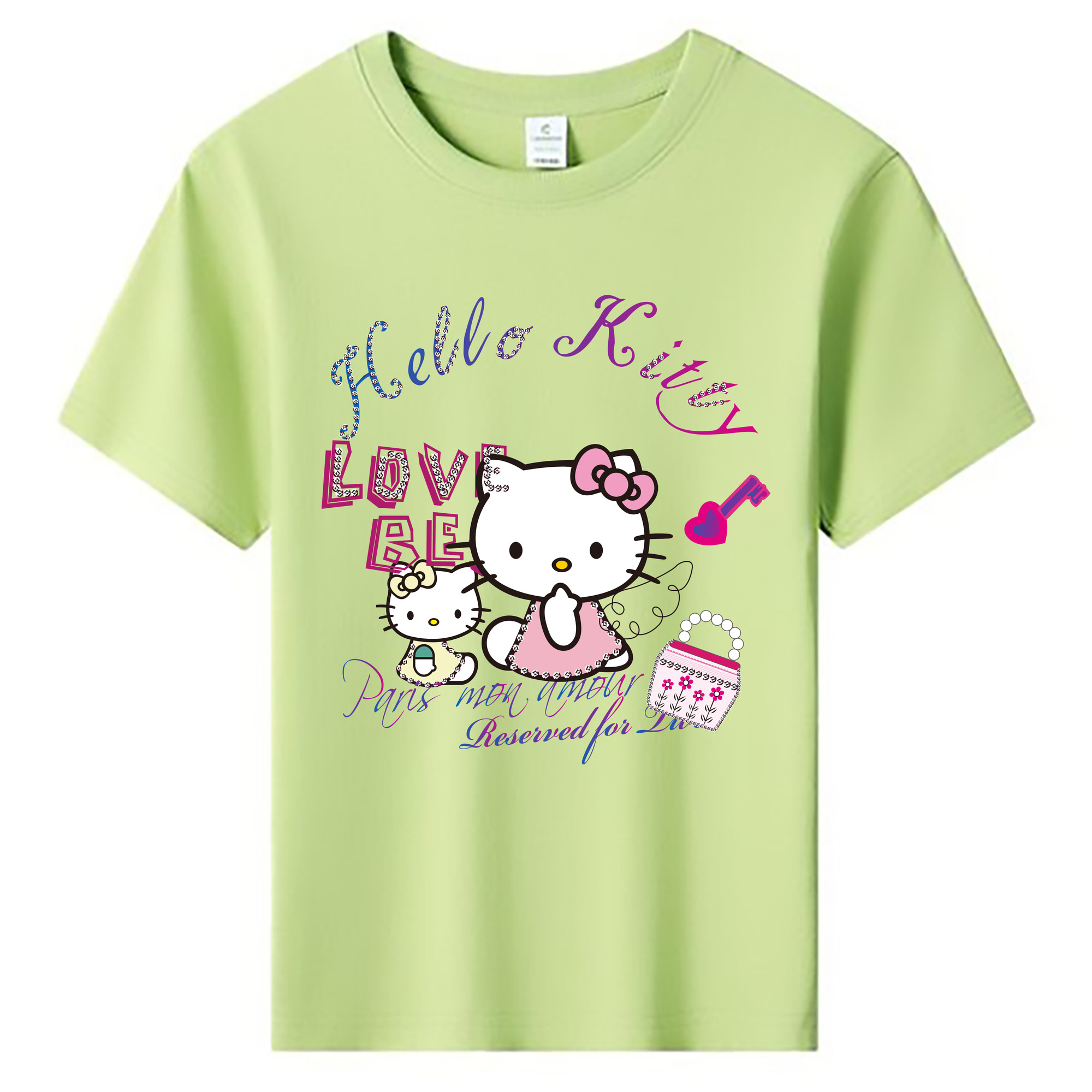 （画像用） Hello Kitty ハローキティ 綿100％キッズTシャツ（フロントプリント）